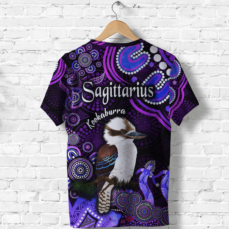 Australian Astrology T Shirt Sagittarius Kookaburra Zodiac Aboriginal Vibes - Purple - Vibe Hoodie Shop
