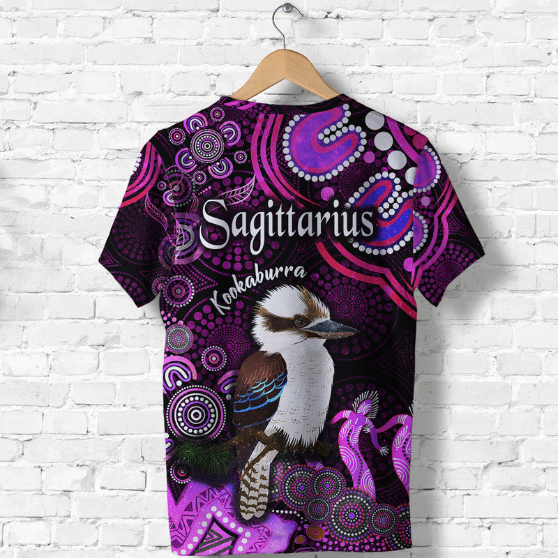 Australian Astrology T Shirt Sagittarius Kookaburra Zodiac Aboriginal Vibes - Pink - Vibe Hoodie Shop