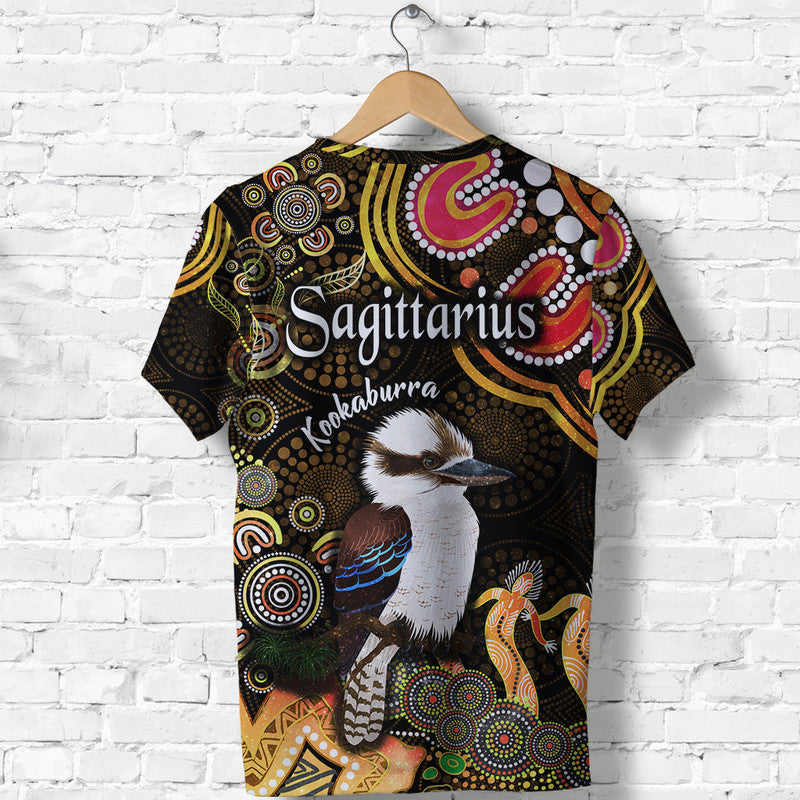 Australian Astrology T Shirt Sagittarius Kookaburra Zodiac Aboriginal Vibes - Gold - Vibe Hoodie Shop