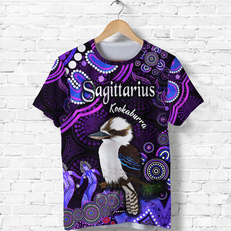 (Custom Personalised) Australian Astrology T Shirt Sagittarius Kookaburra Zodiac Aboriginal Vibes - Purple - Vibe Hoodie Shop