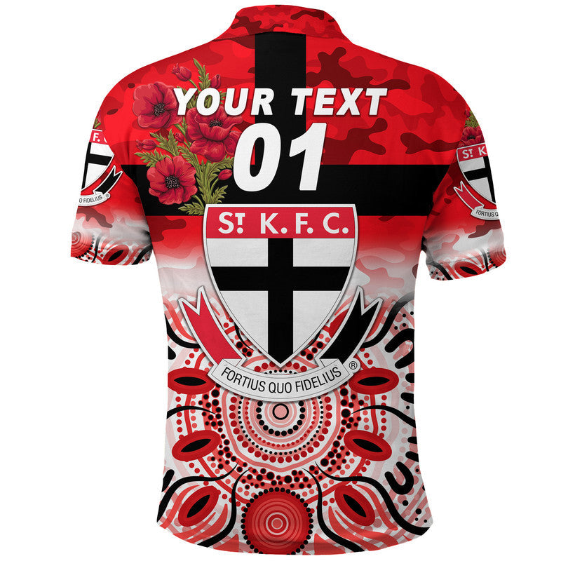 (Custom Personalised) St Kilda Saints ANZAC Polo Shirt Indigenous Vibes - Vibe Hoodie Shop