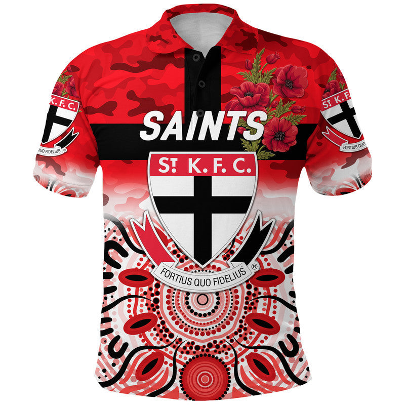 (Custom Personalised) St Kilda Saints ANZAC Polo Shirt Indigenous Vibes - Vibe Hoodie Shop