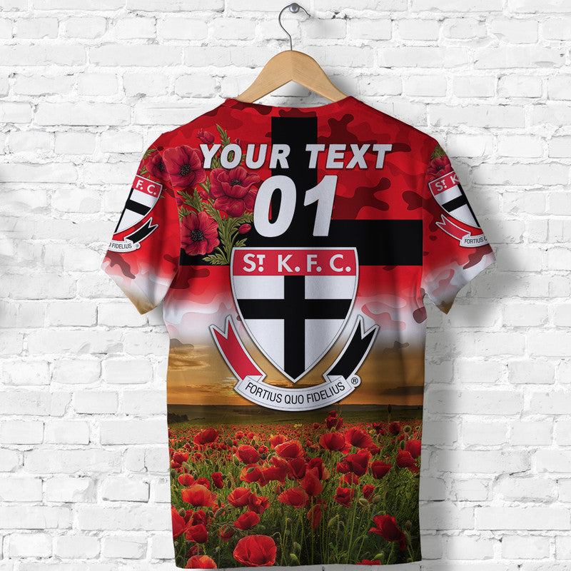 (Custom Personalised) St Kilda Saints ANZAC T shirt Poppy Vibes - Vibe Hoodie Shop