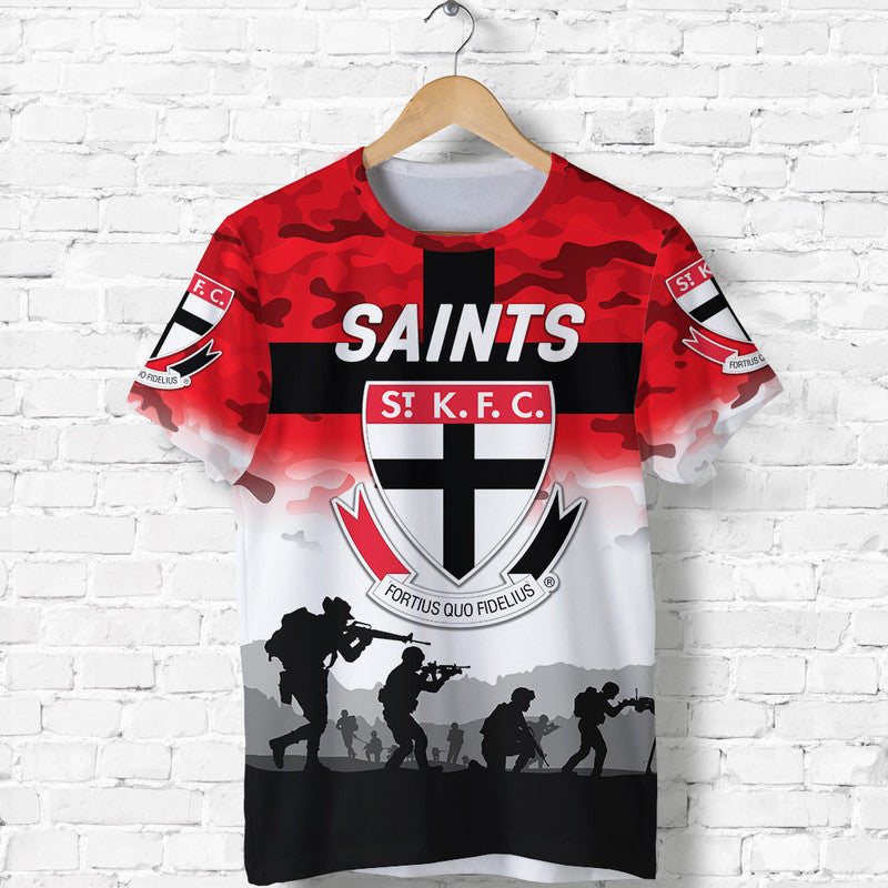 (Custom Personalised) St Kilda Saints ANZAC T shirt Simple Style - Vibe Hoodie Shop