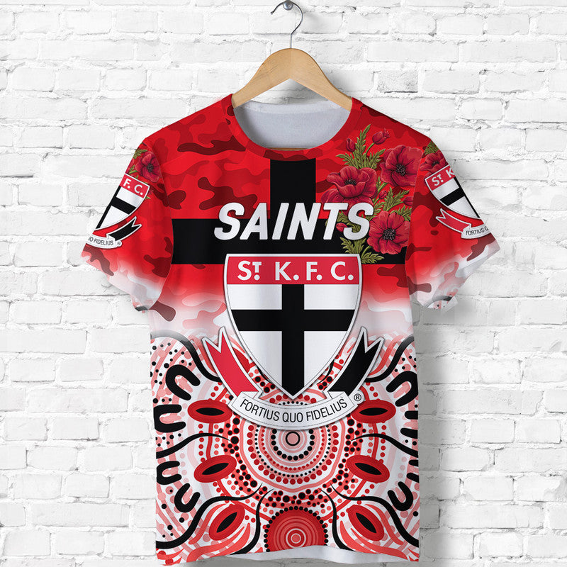 (Custom Personalised) St Kilda Saints ANZAC T shirt Indigenous Vibes - Vibe Hoodie Shop