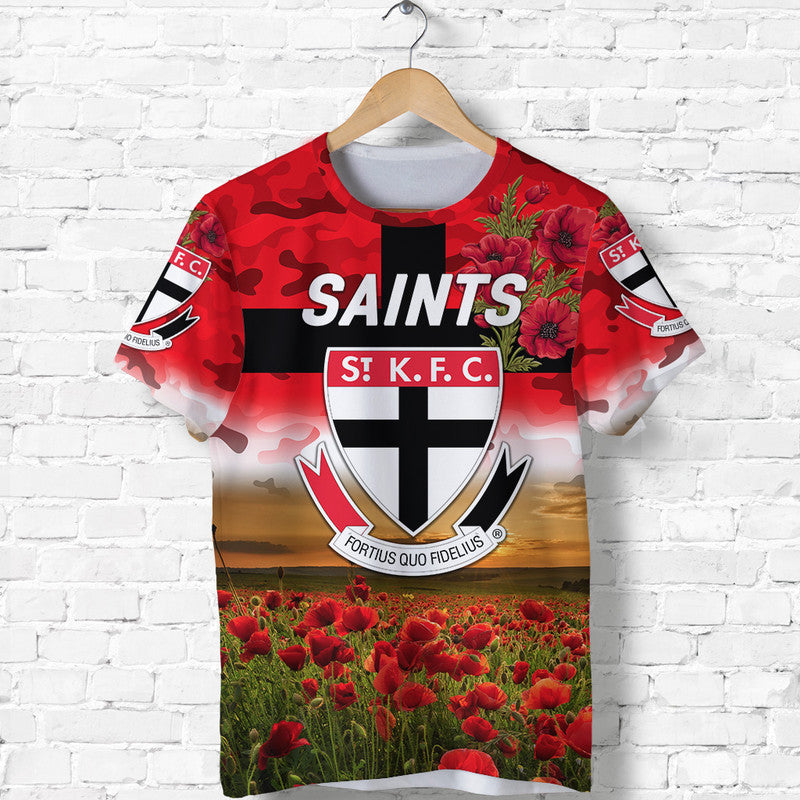 St Kilda Saints ANZAC T shirt Poppy Vibes - Vibe Hoodie Shop