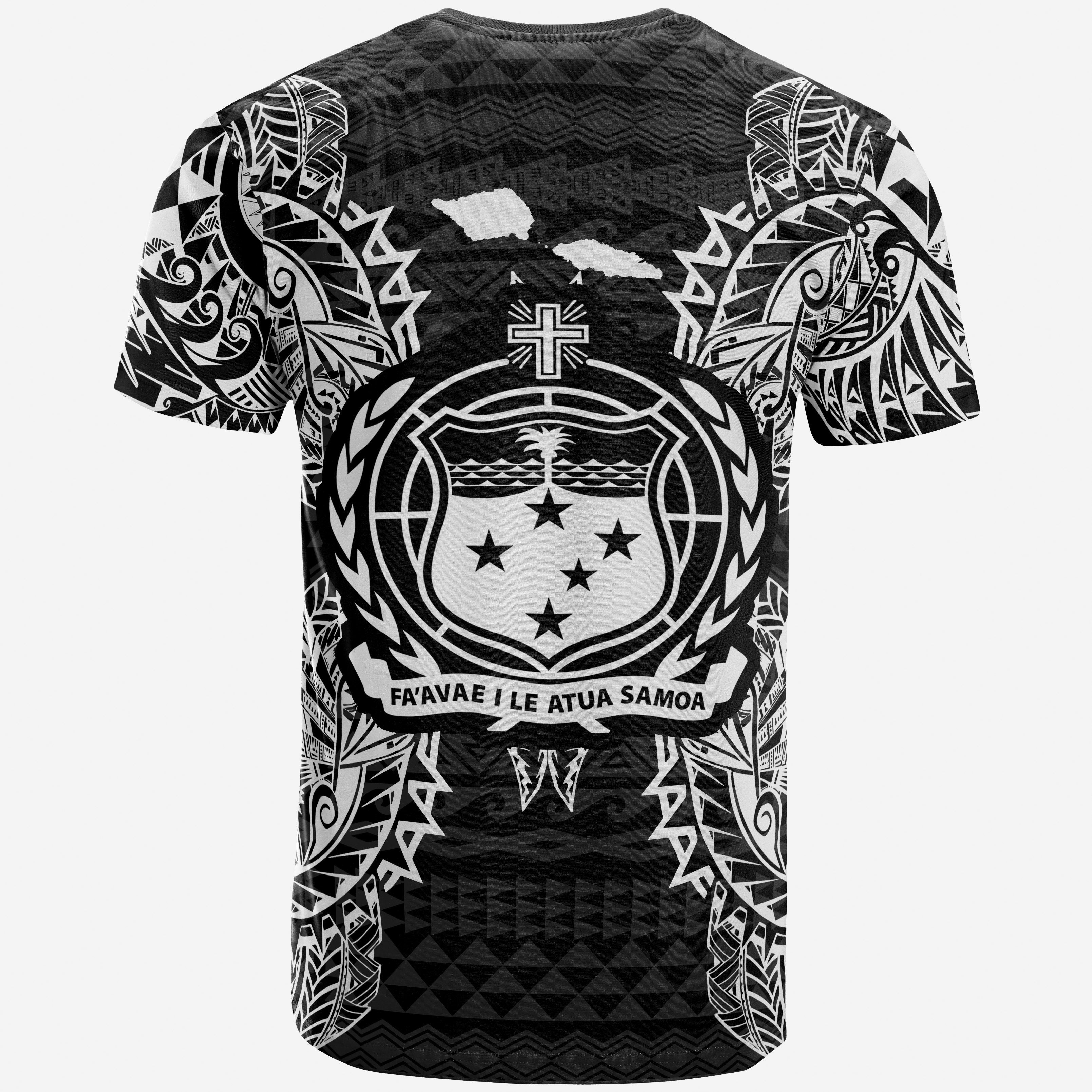 Vibe Hoodie Samoa All T shirt - Samoa Coat Of Arms Map Polynesian Tattoo White Black - Vibe Hoodie Shop