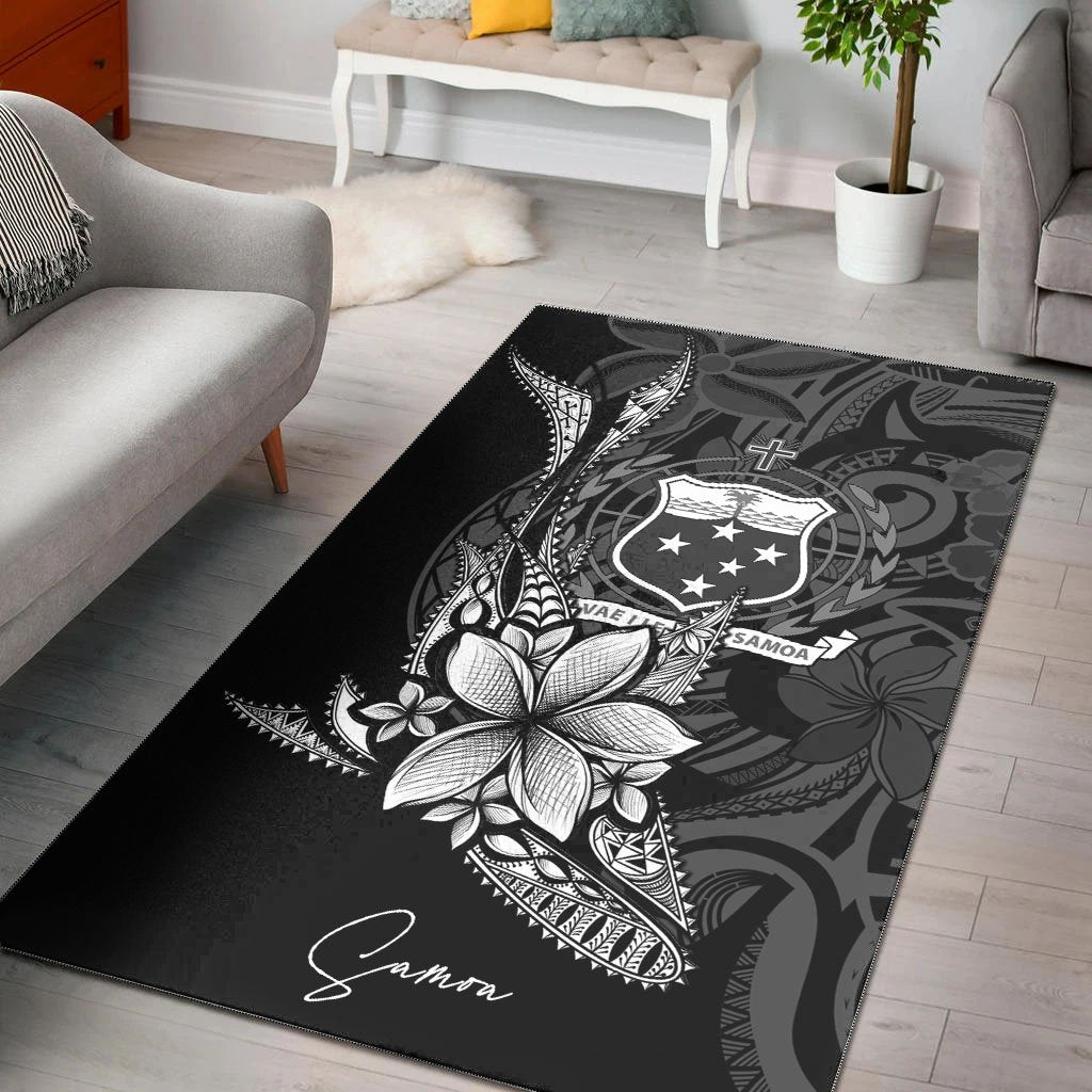 Samoa Area Rug - Fish With Plumeria Flowers Style - Vibe Hoodie Shop