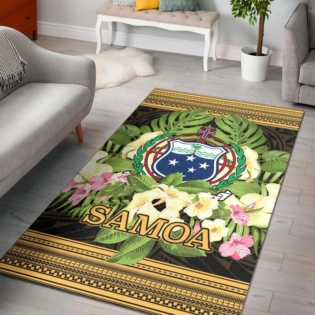 Samoa Area Rug - Polynesian Gold Patterns Collection - Vibe Hoodie Shop