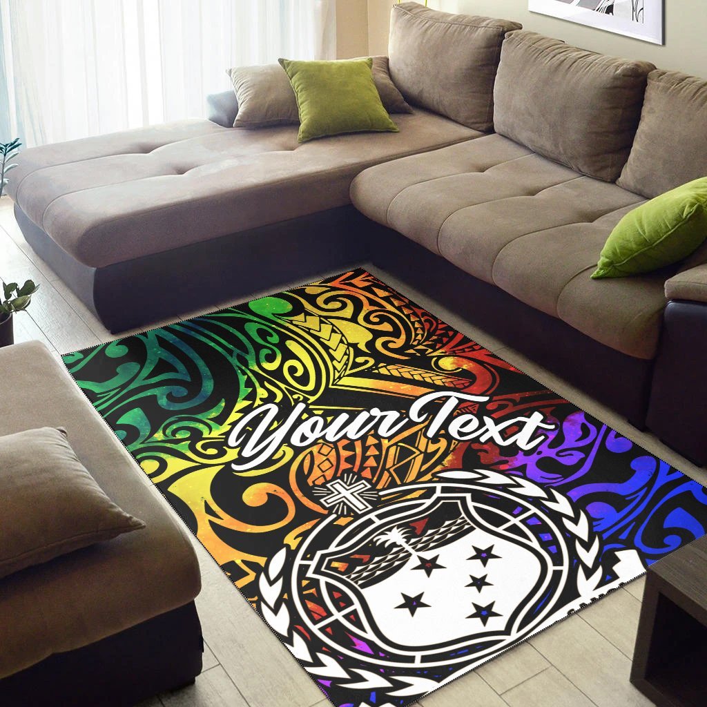 Samoa Custom Personalised Area Rug - Rainbow Polynesian Pattern - Vibe Hoodie Shop