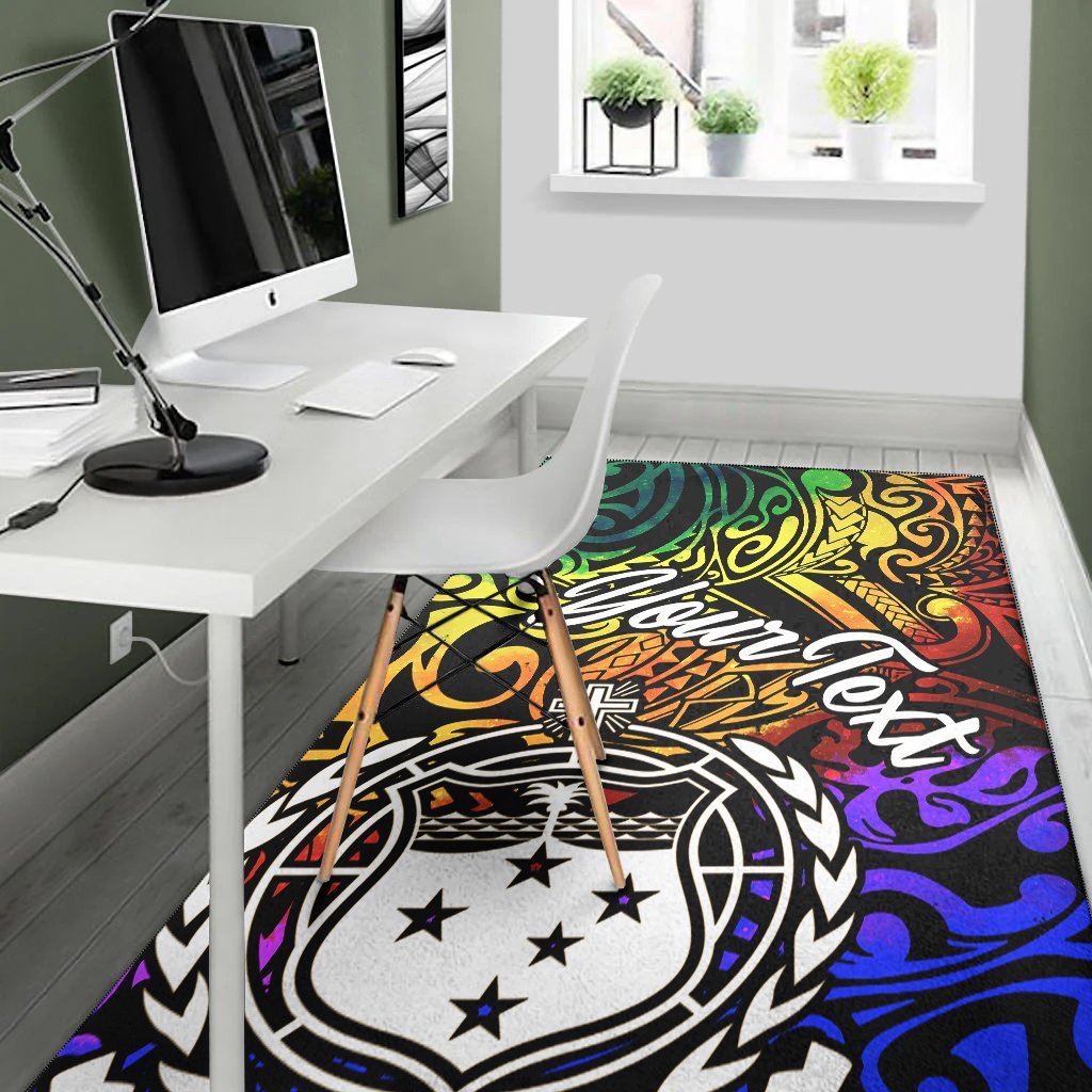 Samoa Custom Personalised Area Rug - Rainbow Polynesian Pattern - Vibe Hoodie Shop