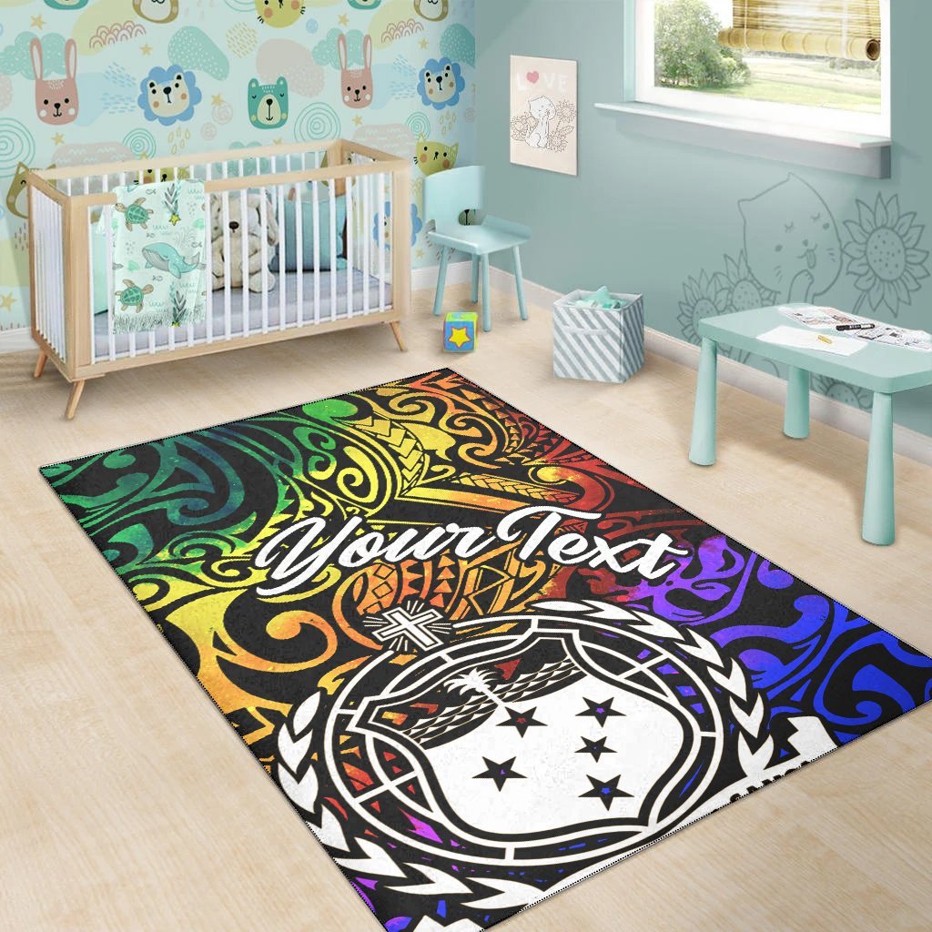 Samoa Custom Personalised Area Rug - Rainbow Polynesian Pattern - Vibe Hoodie Shop