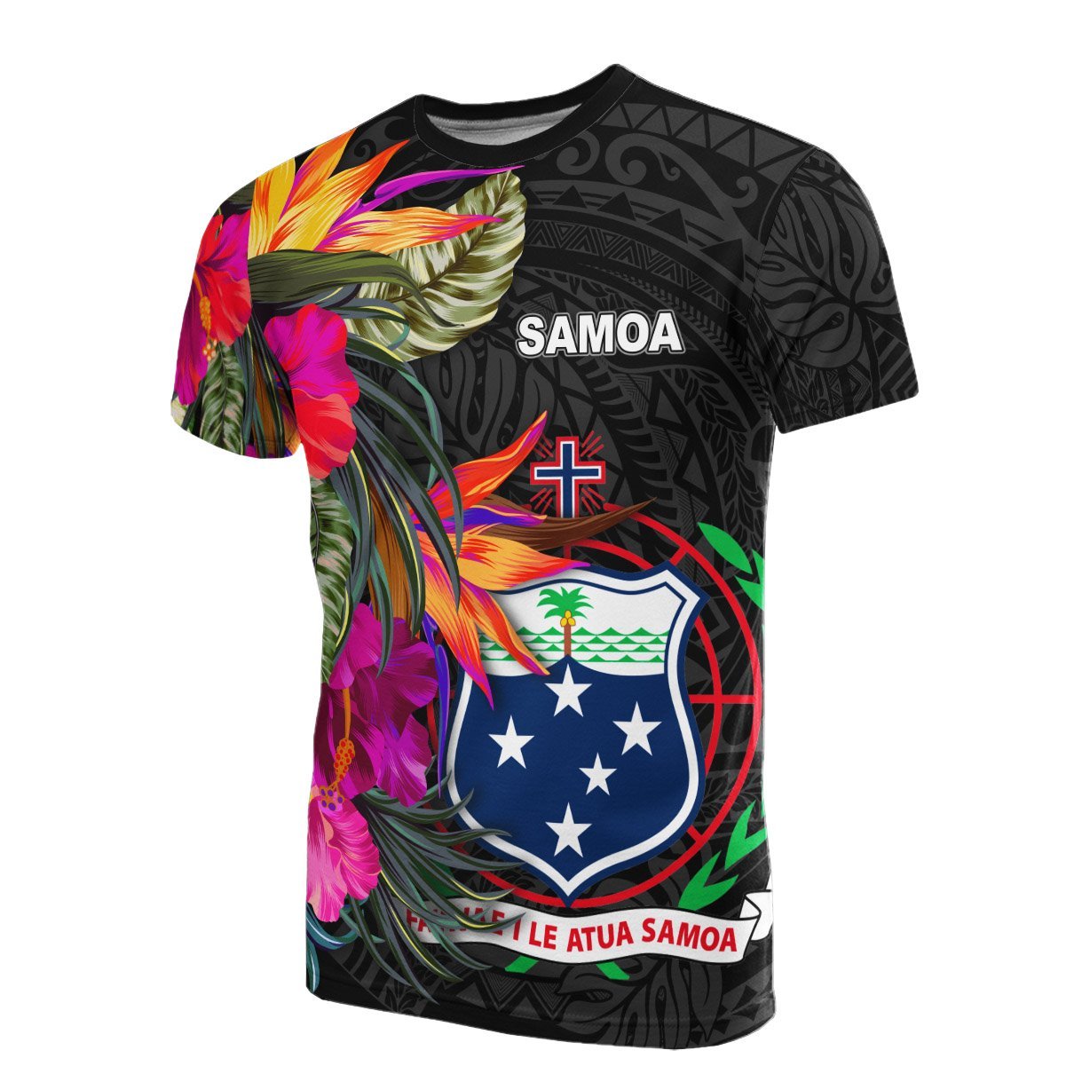 Vibe Hoodie Samoa T shirt - Hibiscus Polynesian Pattern - Vibe Hoodie Shop