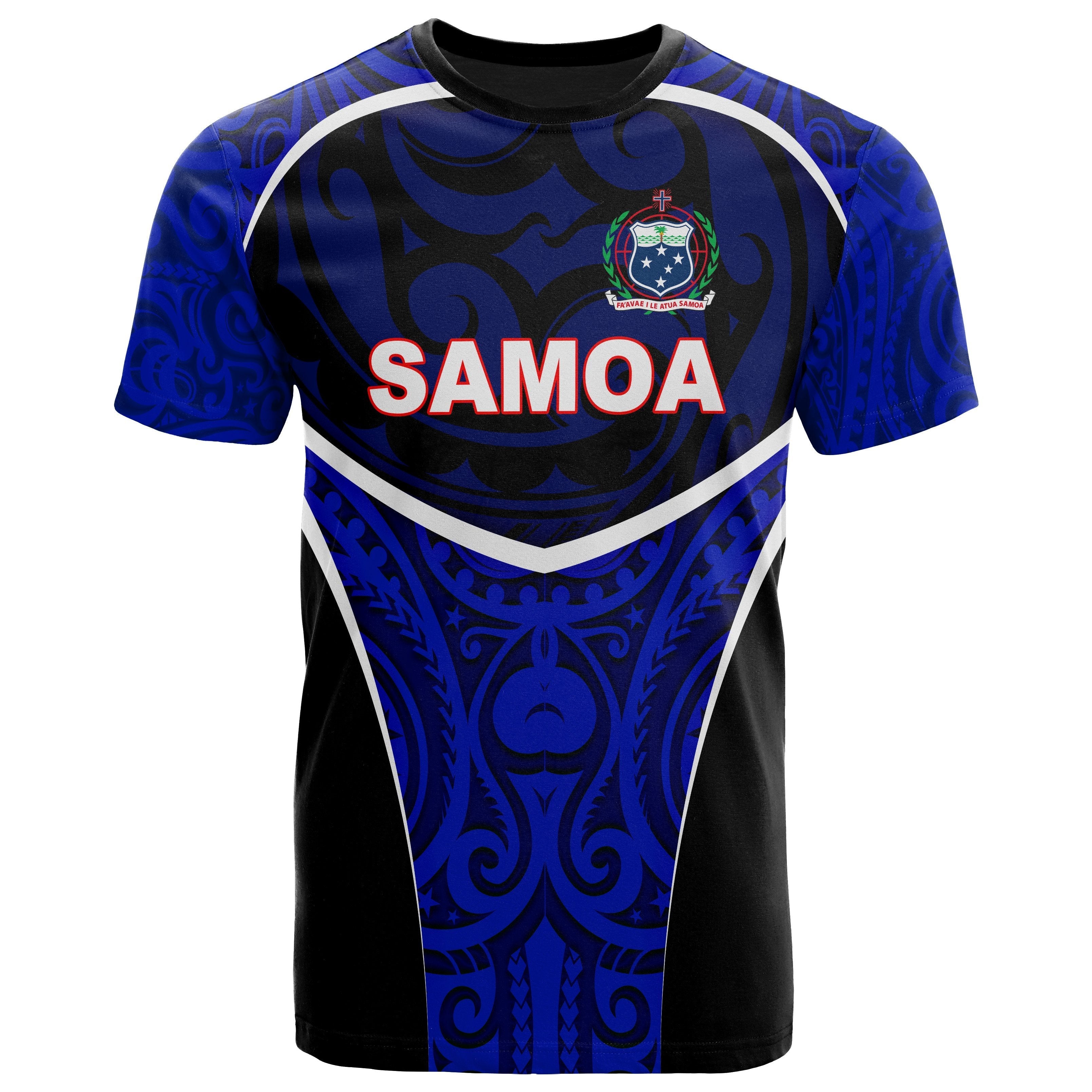 Vibe Hoodie Samoa T shirt - Polynesian Sport Style Blue - Vibe Hoodie Shop