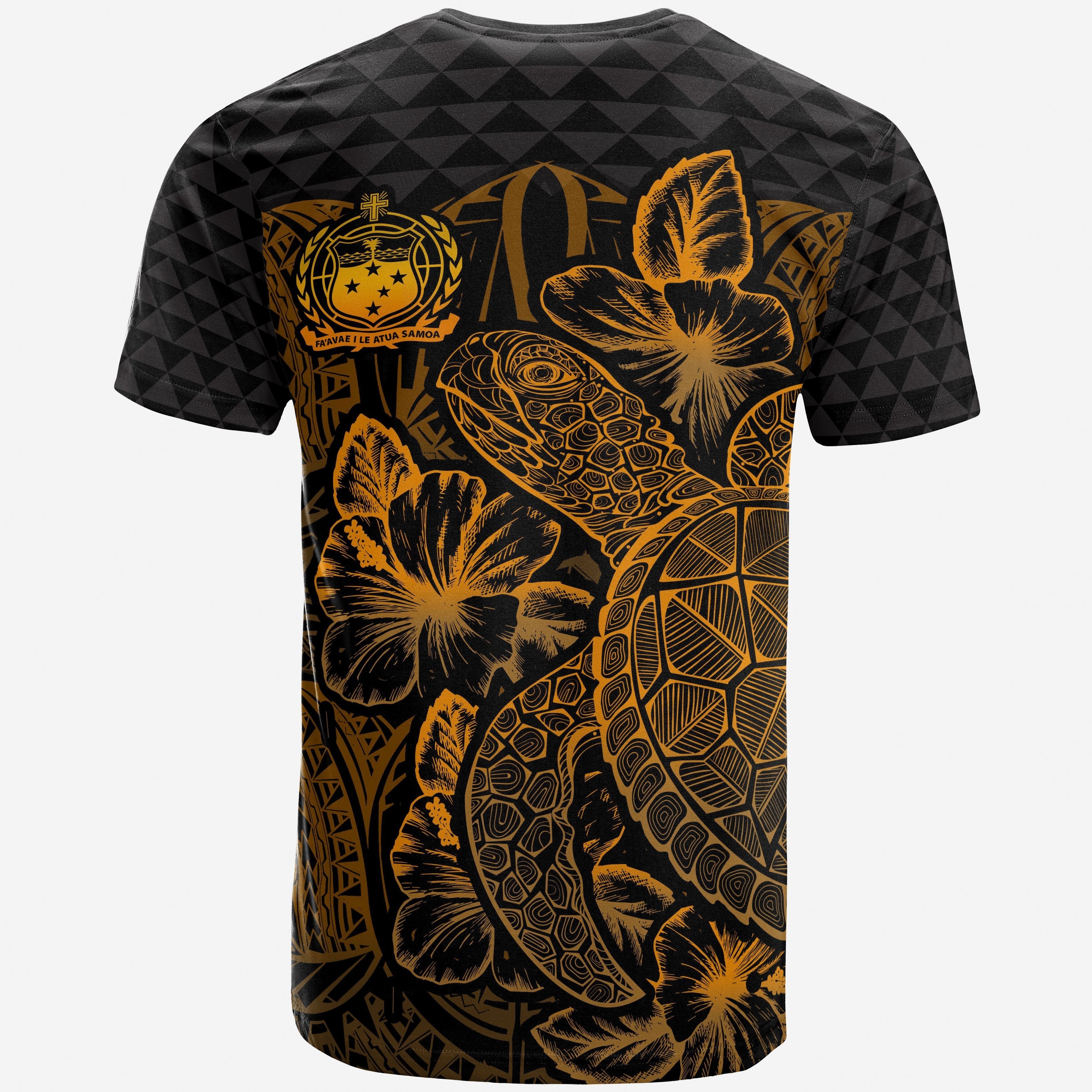Vibe Hoodie Samoa T shirt - Samoa Turtle Hibiscus Gold - Vibe Hoodie Shop
