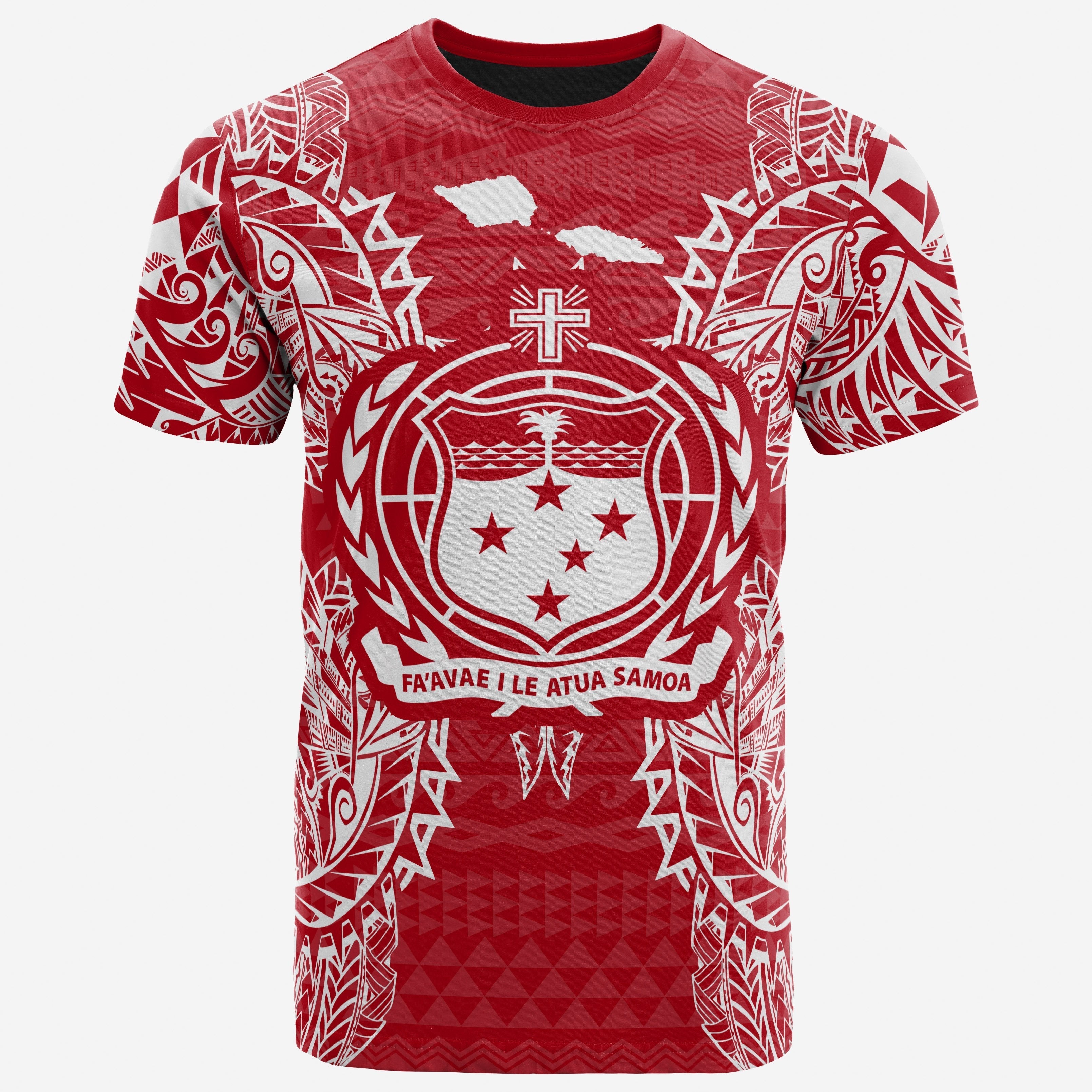 Vibe Hoodie Samoa All T shirt - Samoa Coat Of Arms Map Polynesian Tattoo Red White - Vibe Hoodie Shop