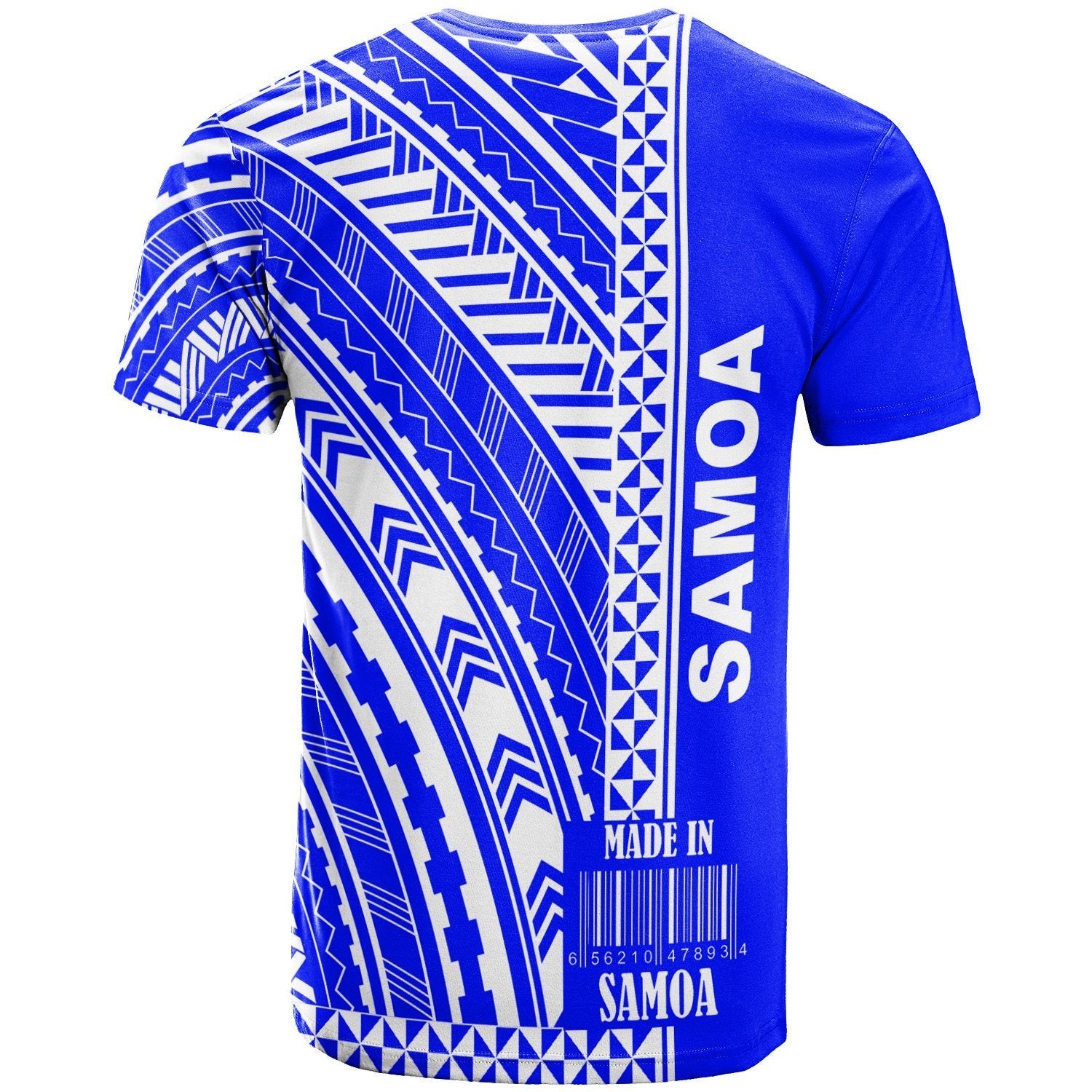 Samoa Custom Personalised T shirt - Barcode Blue Color - Vibe Hoodie Shop