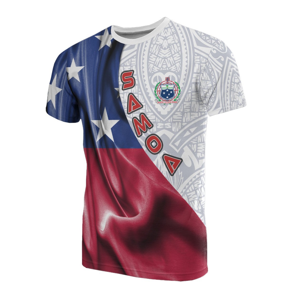 Vibe Hoodie Samoa Polynesian T shirt - Waving Silky Flag - Vibe Hoodie Shop