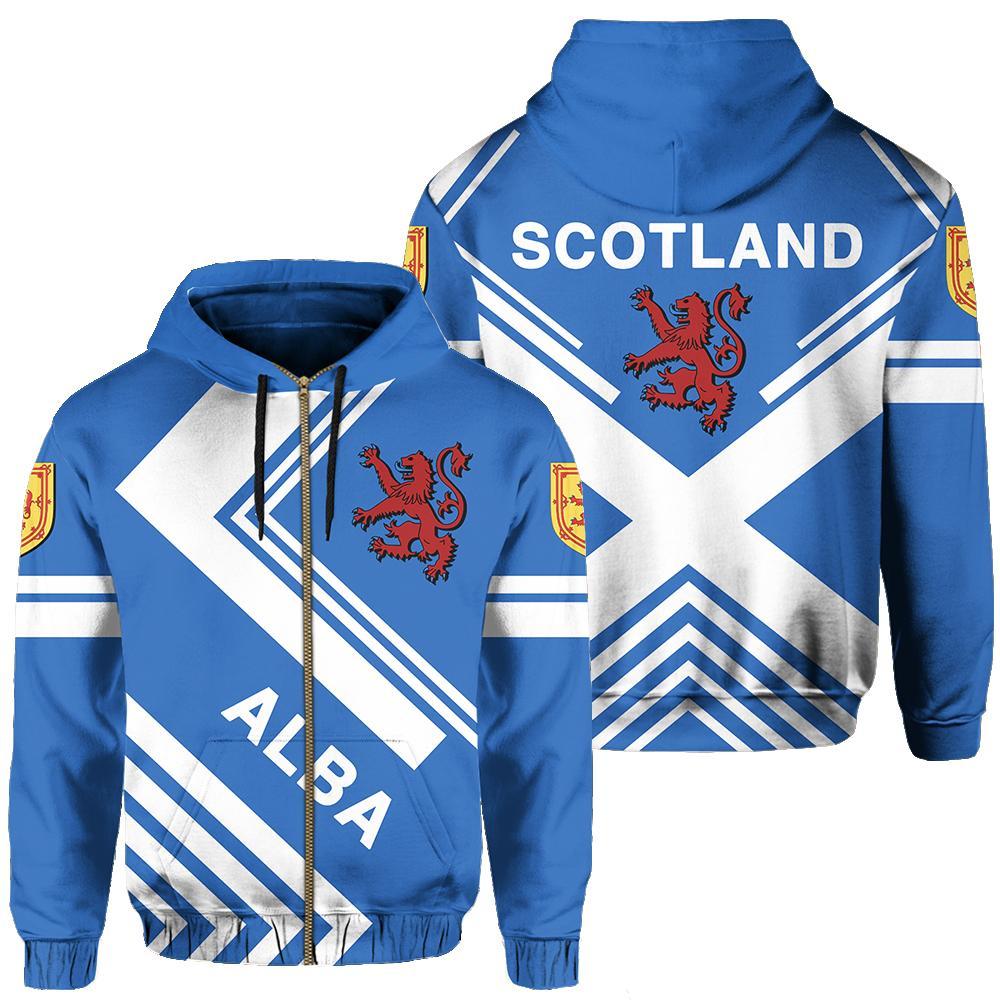 Scotland Hoodie Zip - Flag European Nations Style - Vibe Hoodie Shop