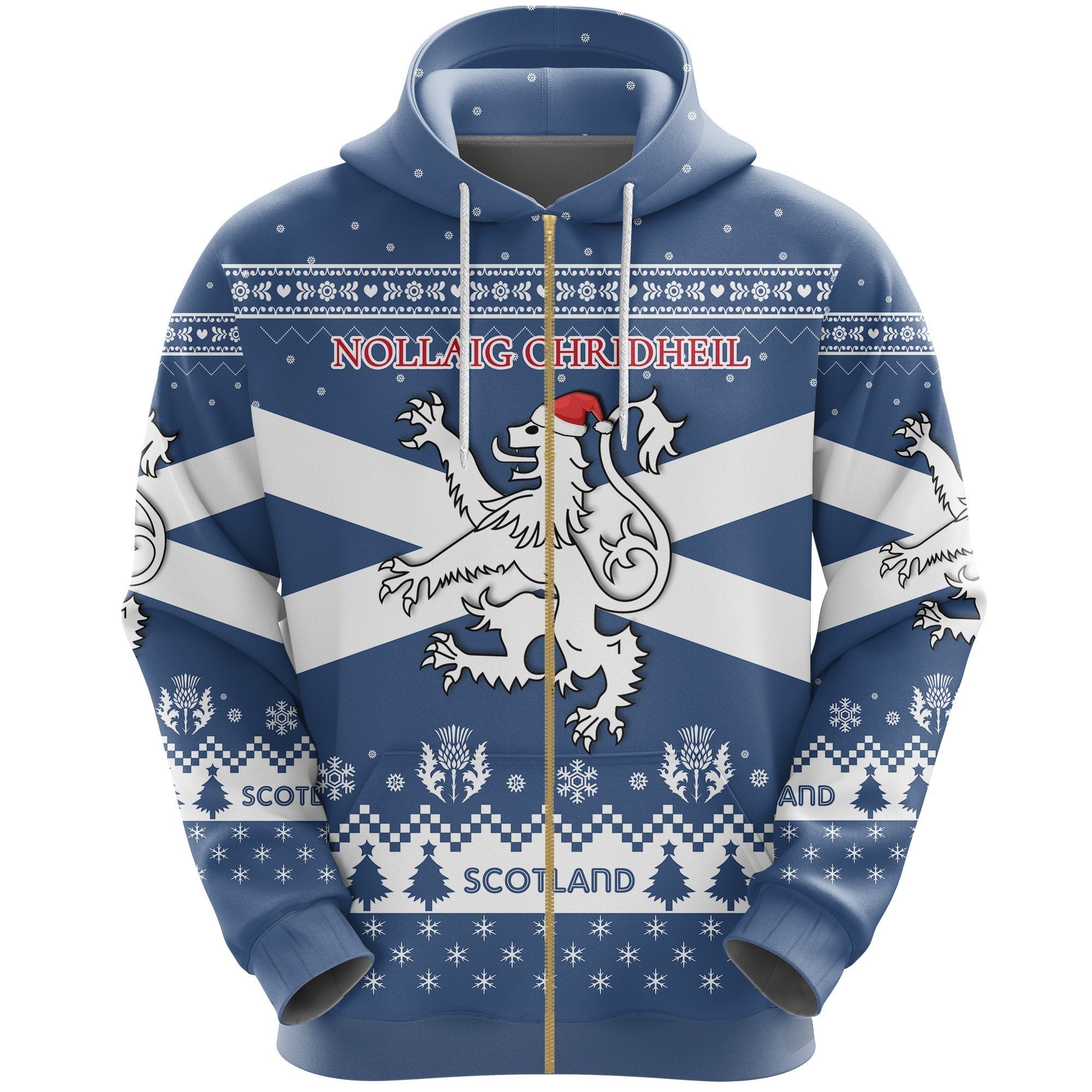 Scotland Christmas Zip Hoodie - Vibe Hoodie Shop