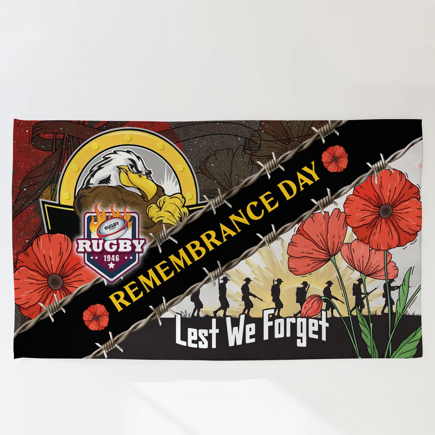 Sea Eagles Rugby Flag - Remembrance Day LEST WE FORGET Flag - Vibe Hoodie Shop