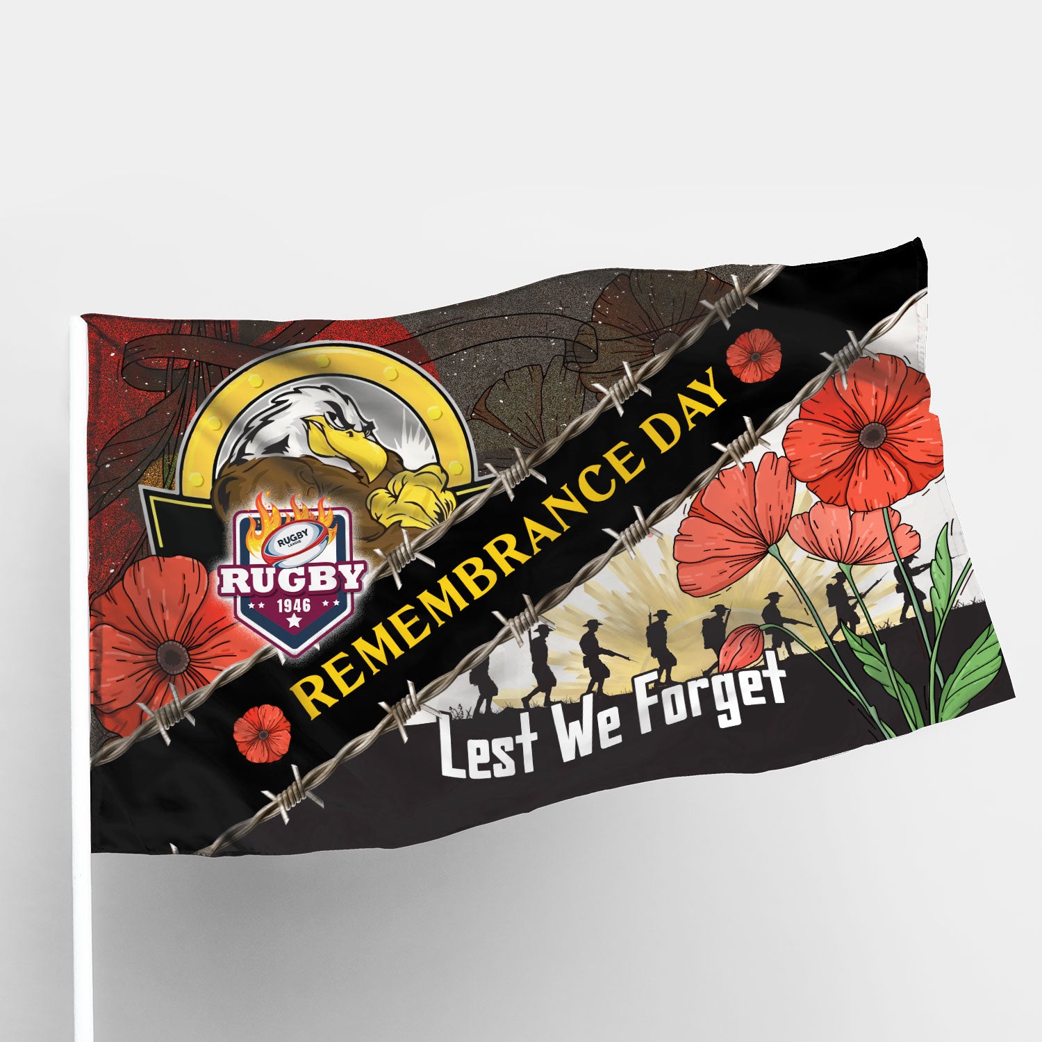 Sea Eagles Rugby Flag - Remembrance Day LEST WE FORGET Flag - Vibe Hoodie Shop