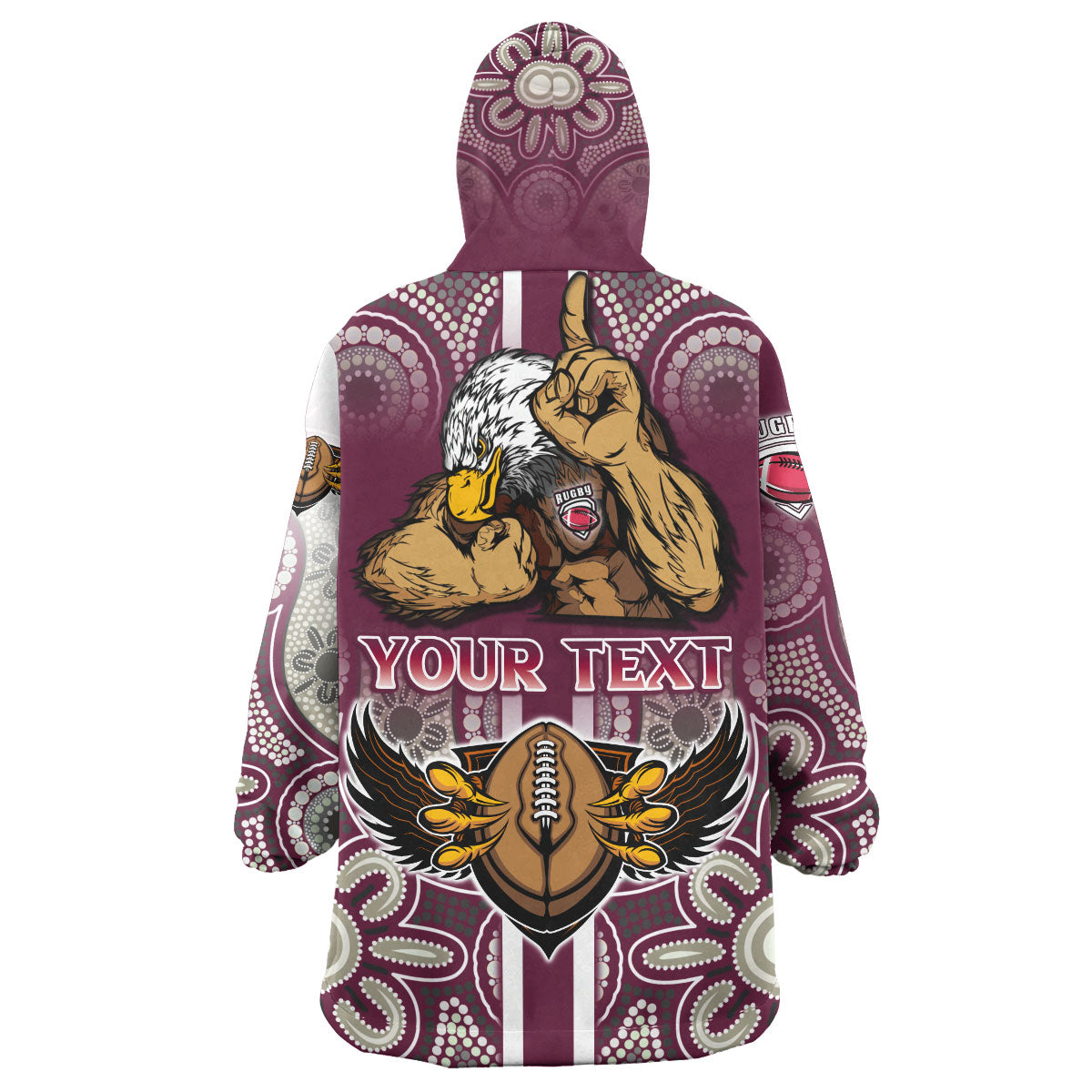 Sea Eagles Rugby Snug Hoodie - Custom Sea Eagles Rugby Ball Aboriginal Indigenous Sport Style Snug Wearable Blanket Hoodie - Vibe Hoodie Shop