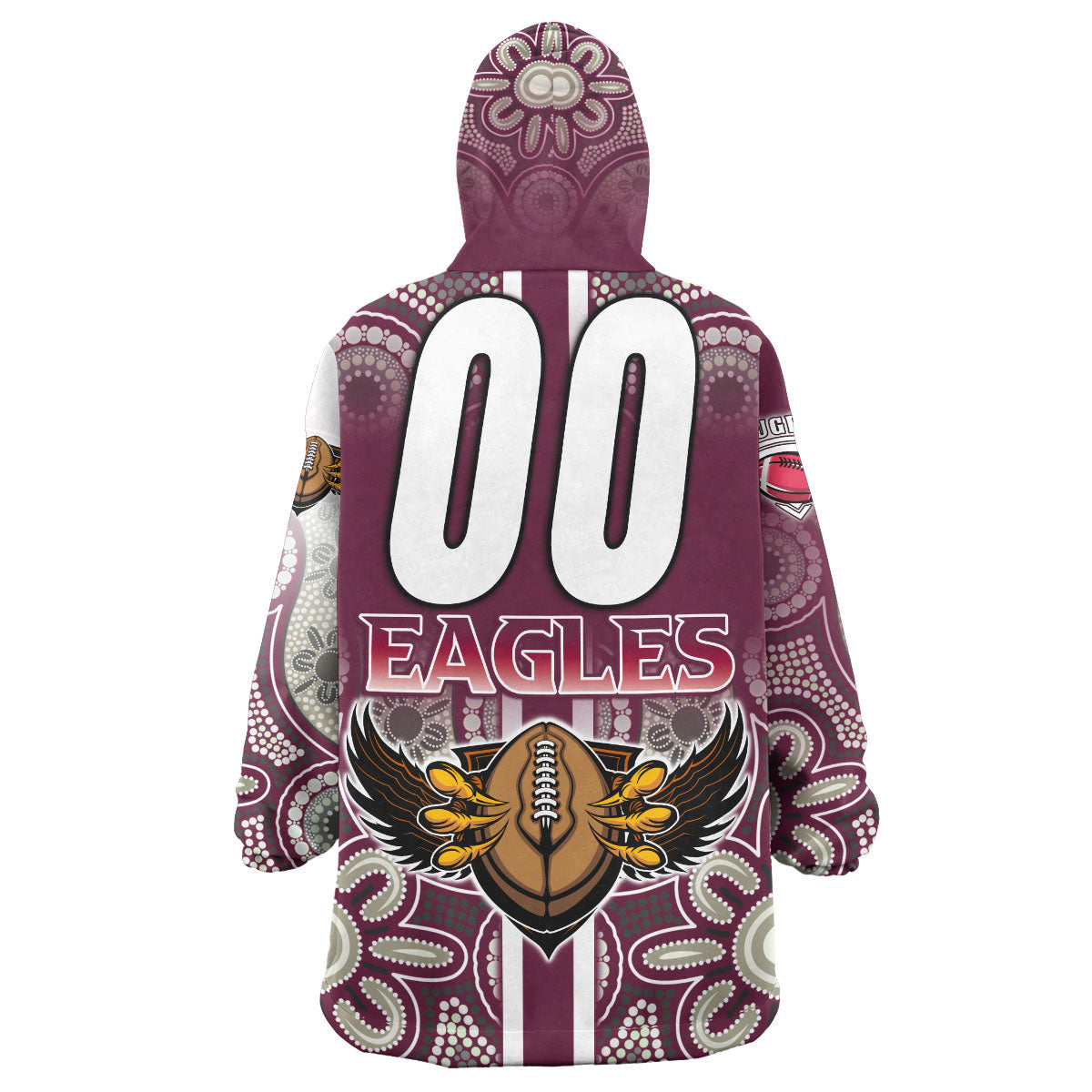 Sea Eagles Rugby Snug Hoodie - Custom Sea Eagles Rugby Ball Aboriginal Indigenous Sport Style Snug Wearable Blanket Hoodie - Vibe Hoodie Shop