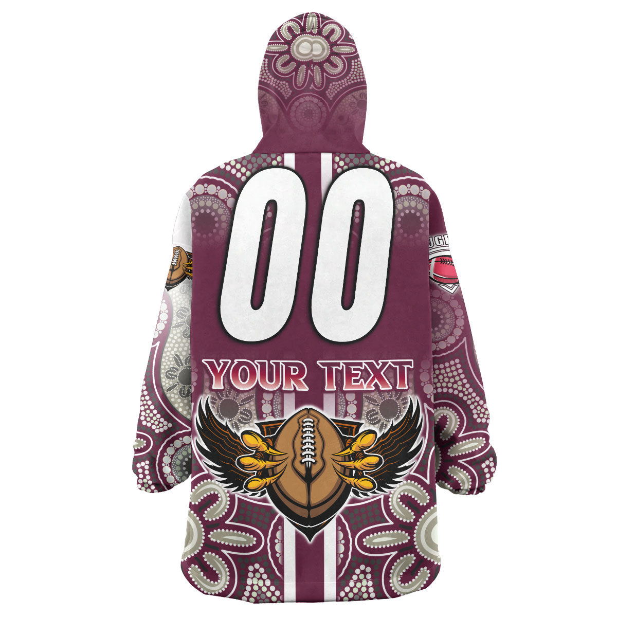 Sea Eagles Rugby Snug Hoodie - Custom Sea Eagles Rugby Ball Aboriginal Indigenous Sport Style Snug Wearable Blanket Hoodie - Vibe Hoodie Shop
