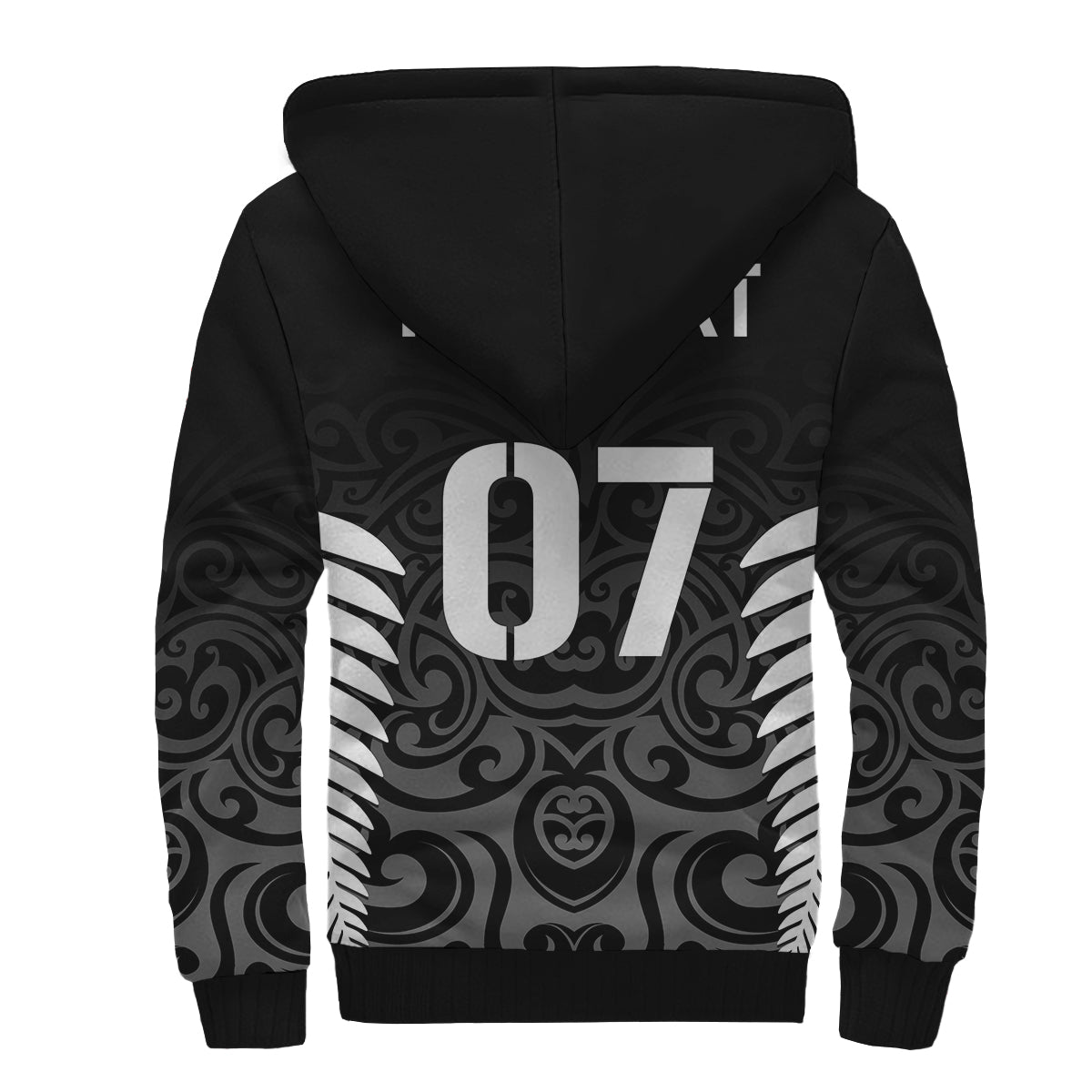 Personalised New Zealand Rugby Sherpa Hoodie All Black Champion - Vibe Hoodie Shop