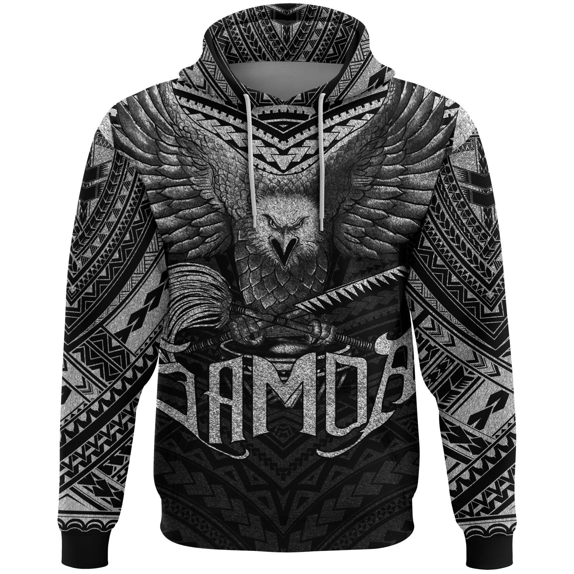 American Samoa Hoodie Eagle Tattoo Style Silver - Vibe Hoodie Shop