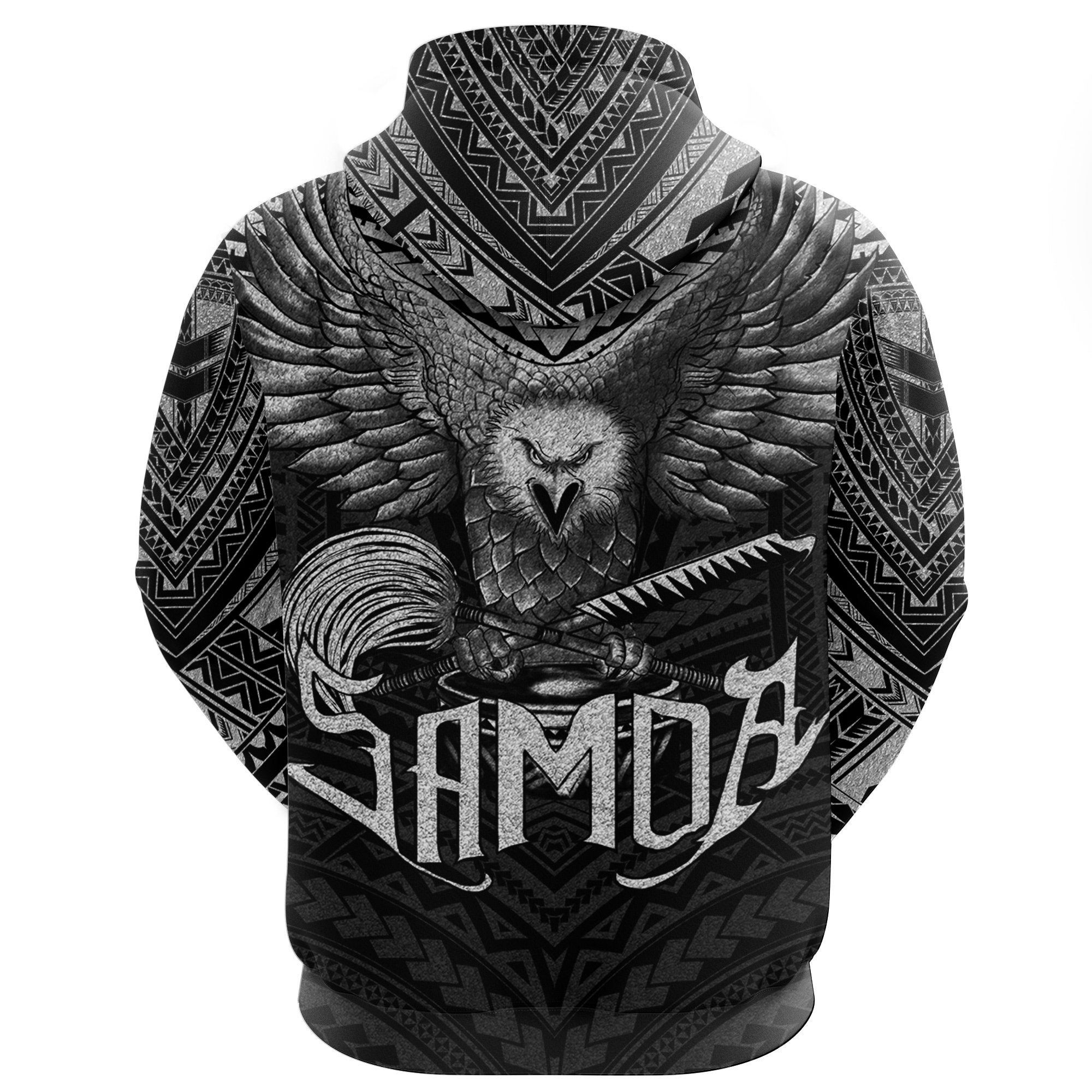 American Samoa Hoodie Eagle Tattoo Style Silver - Vibe Hoodie Shop