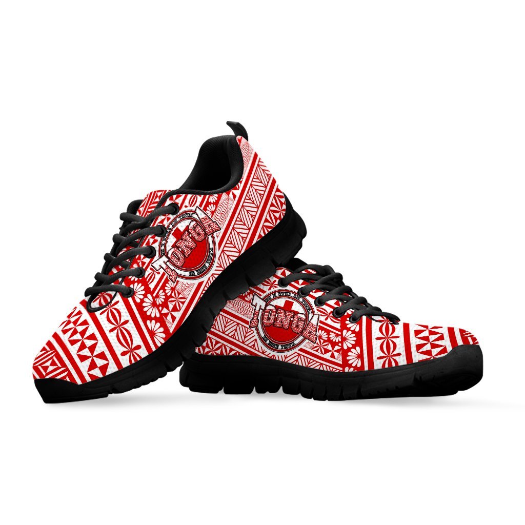 Tonga Sneakers - Tonga Flag On Tapa Pattern - Vibe Hoodie Shop