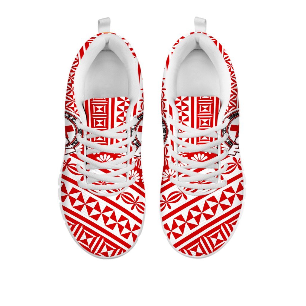 Tonga Sneakers - Tonga Flag On Tapa Pattern - Vibe Hoodie Shop