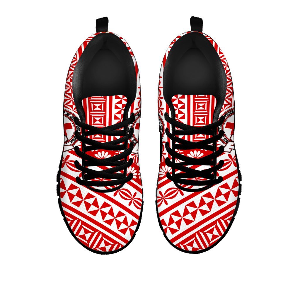 Tonga Sneakers - Tonga Flag On Tapa Pattern - Vibe Hoodie Shop