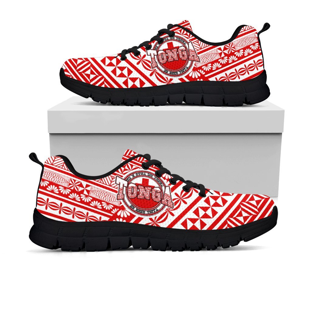 Tonga Sneakers - Tonga Flag On Tapa Pattern - Vibe Hoodie Shop