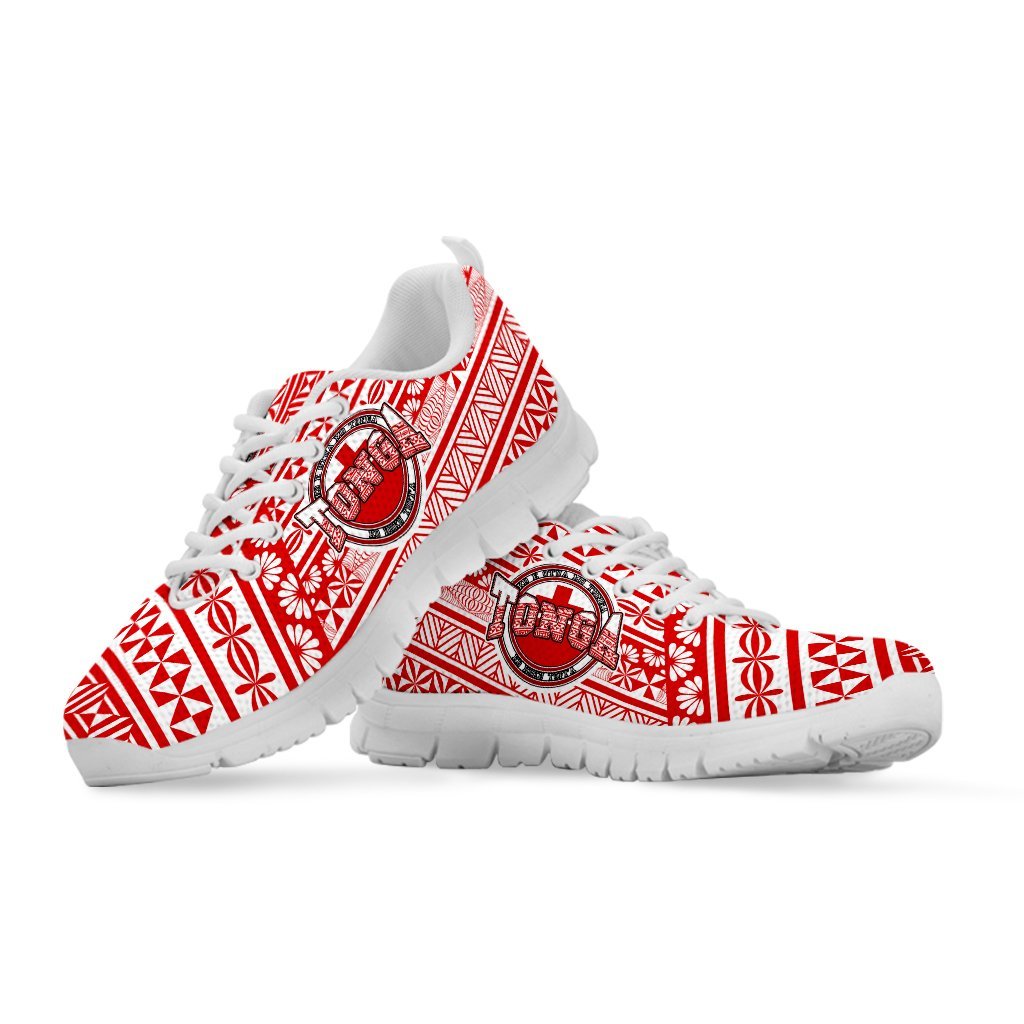 Tonga Sneakers - Tonga Flag On Tapa Pattern - Vibe Hoodie Shop