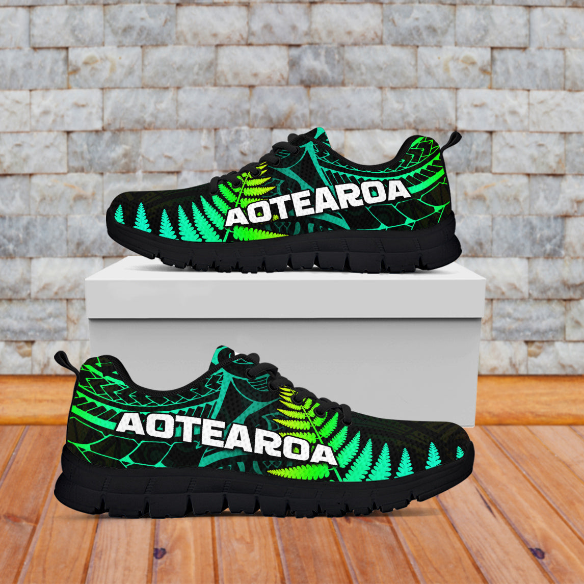 Aotearoa Fern Sneakers New Zealand Hei Tiki Green Style - Vibe Hoodie Shop