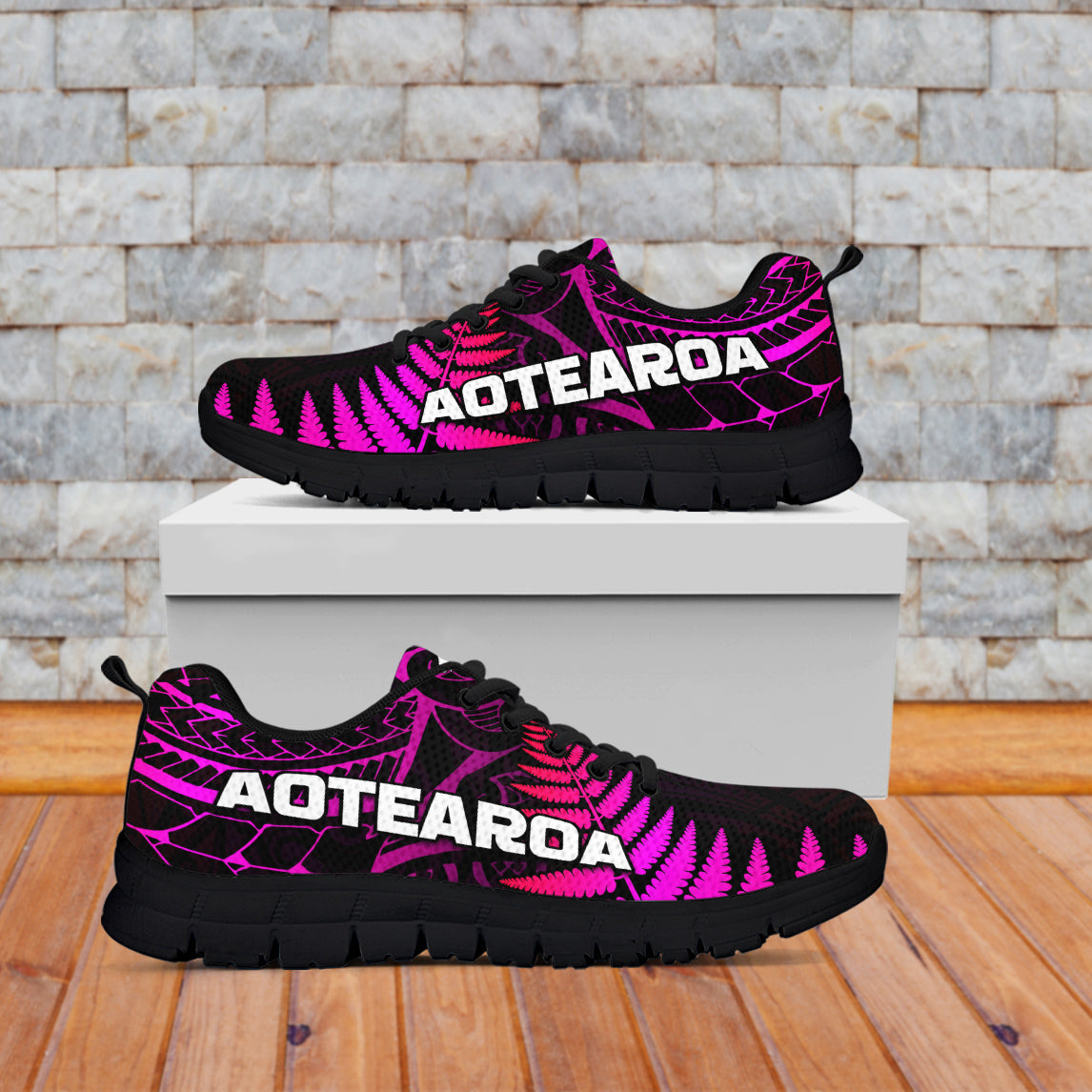 Aotearoa Fern Sneakers New Zealand Hei Tiki Purple Style - Vibe Hoodie Shop