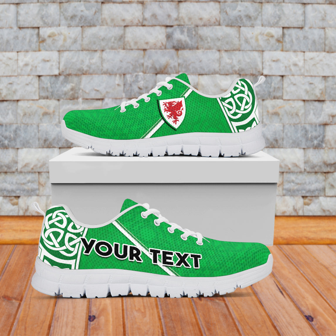 (Custom Personalised) Wales Football Sneakers Come On Welsh Dragons With Celtic Knot Pattern - Vibe Hoodie Shop