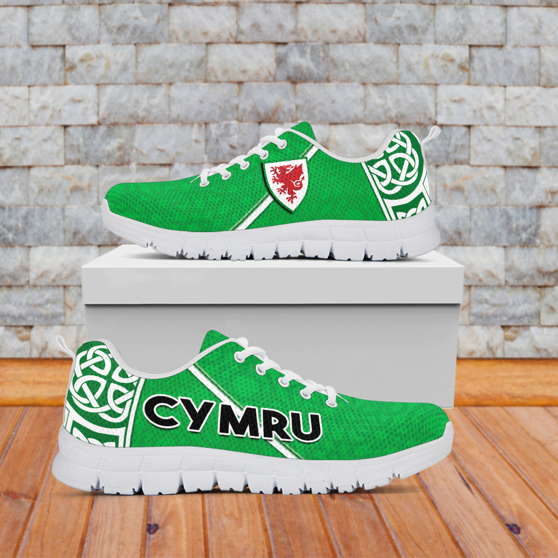 Wales Football Sneakers Come On Welsh Dragons With Celtic Knot Pattern - Vibe Hoodie Shop