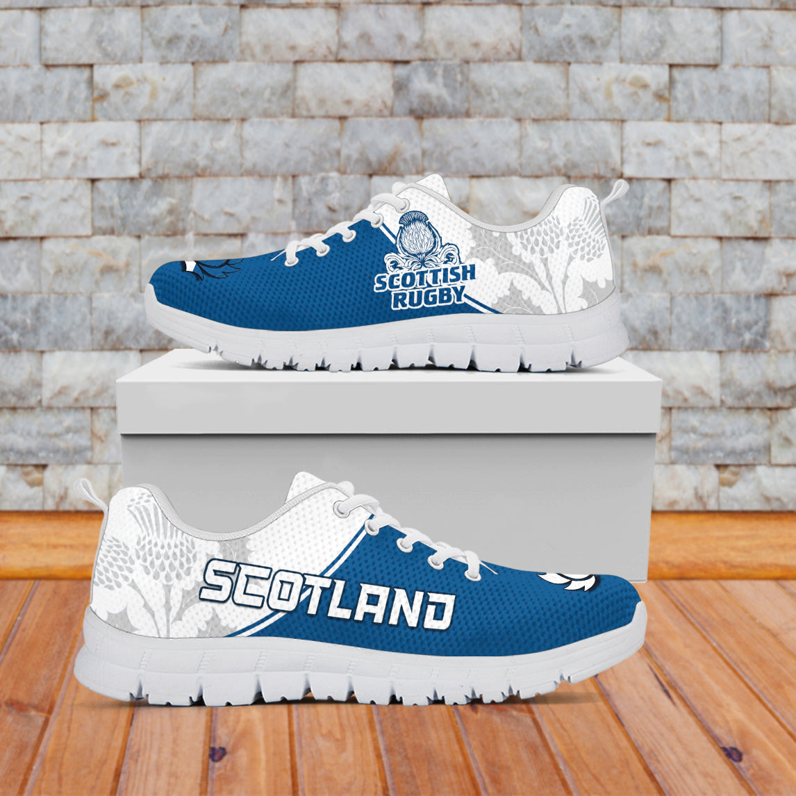 Scotland Rugby Sneakers Scottish Coat Of Arms Mix Thistle Newest Version - Vibe Hoodie Shop