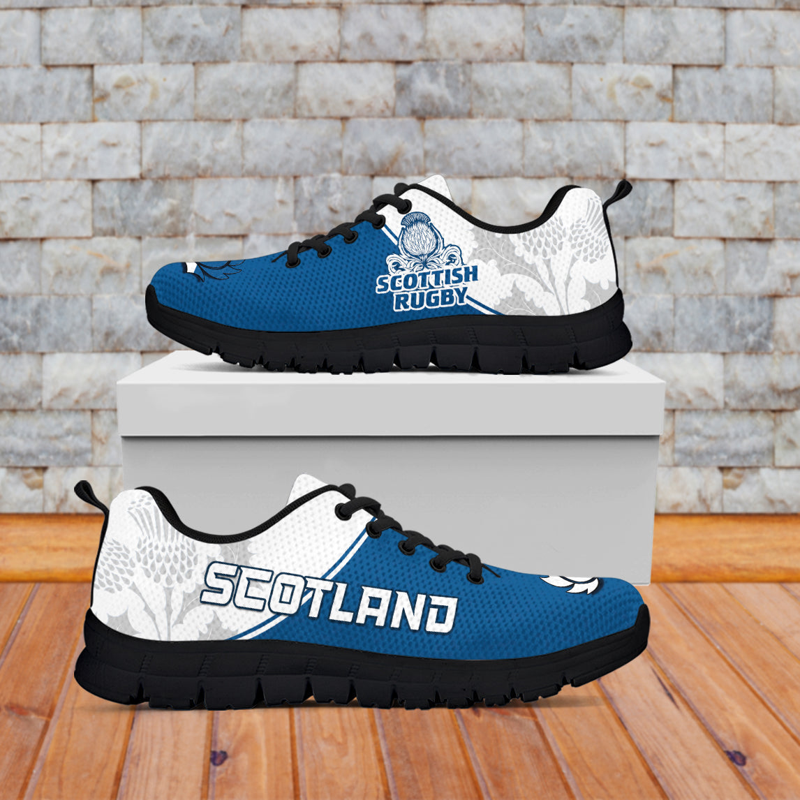 Scotland Rugby Sneakers Scottish Coat Of Arms Mix Thistle Newest Version - Vibe Hoodie Shop