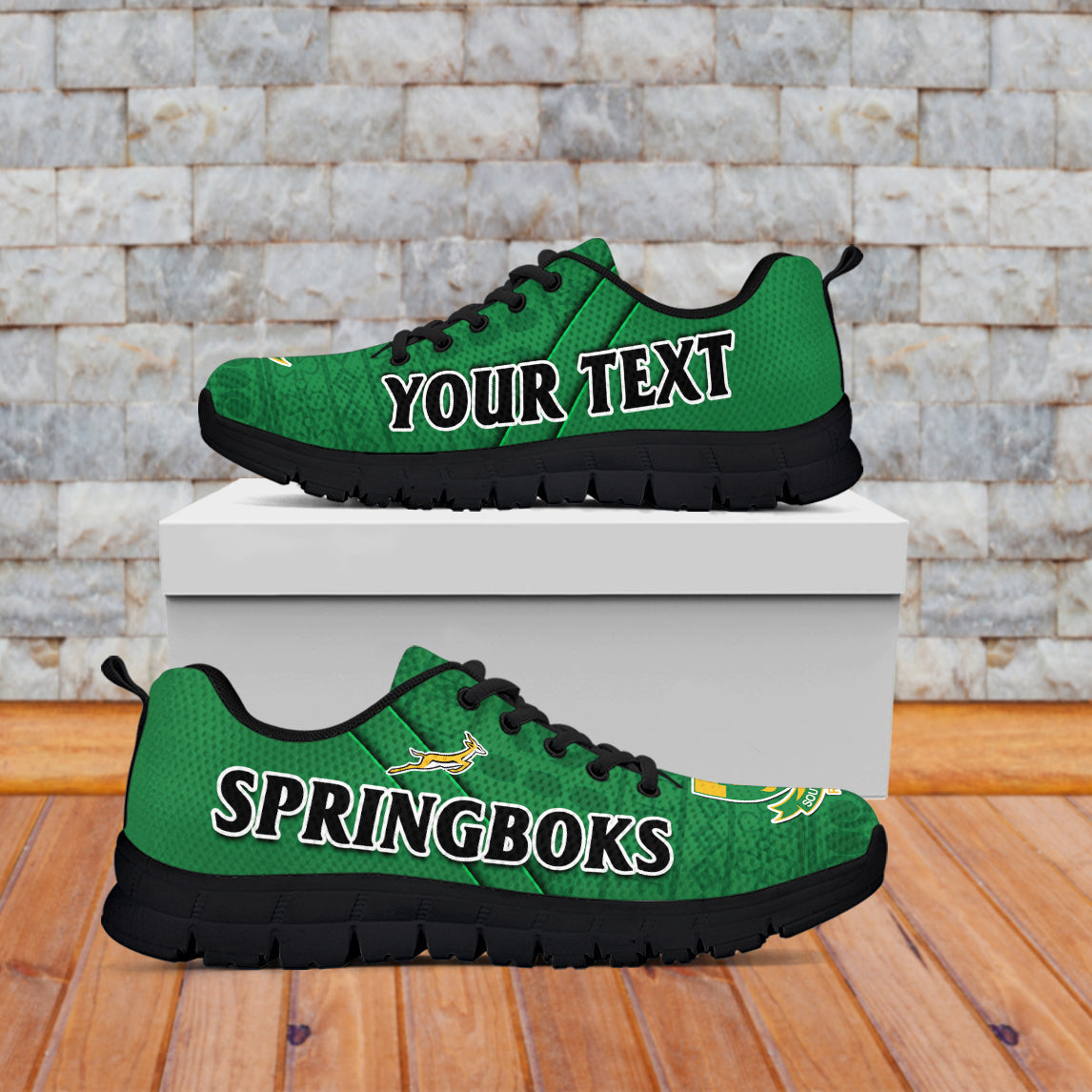 (Custom Personalised) South Africa Rugby Sneakers Bokke Springboks With African Pattern Stronger Together - Vibe Hoodie Shop