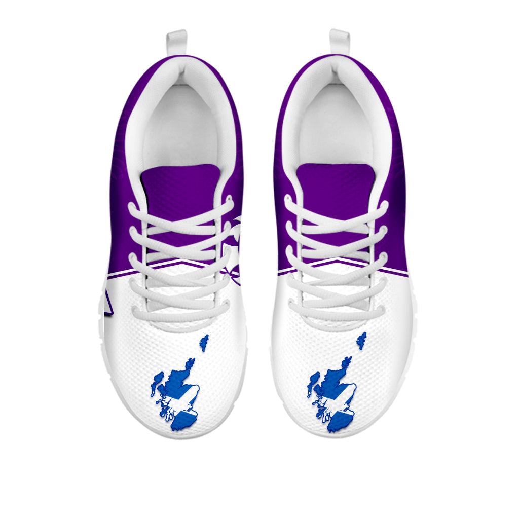 Scottish Rugby Sneakers Map Of Scotland Thistle Purple Version - Vibe Hoodie Shop