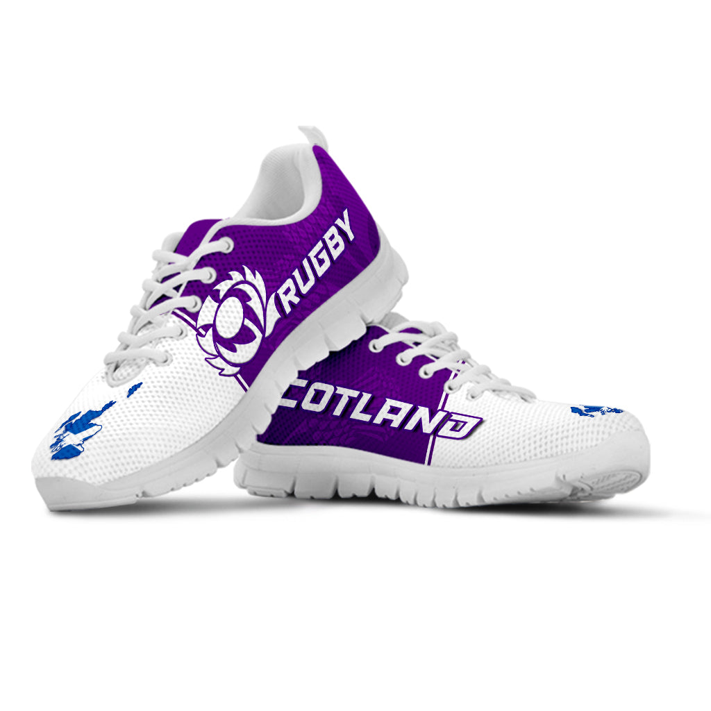 Scottish Rugby Sneakers Map Of Scotland Thistle Purple Version - Vibe Hoodie Shop