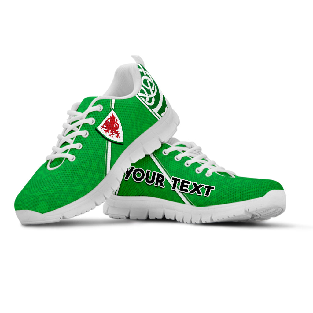 (Custom Personalised) Wales Football Sneakers Come On Welsh Dragons With Celtic Knot Pattern - Vibe Hoodie Shop