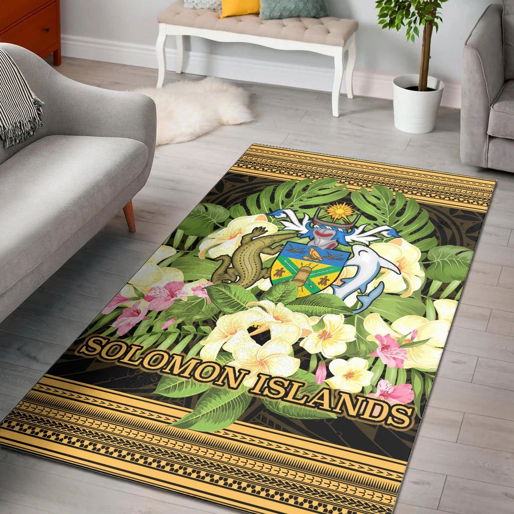 Solomon Islands Area Rug - Polynesian Gold Patterns Collection - Vibe Hoodie Shop