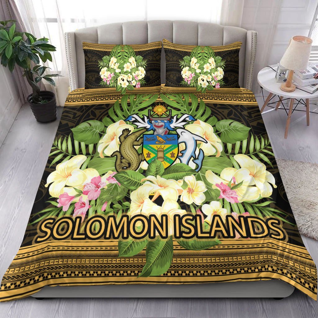Solomon Islands Bedding Set - Polynesian Gold Patterns Collection - Vibe Hoodie Shop