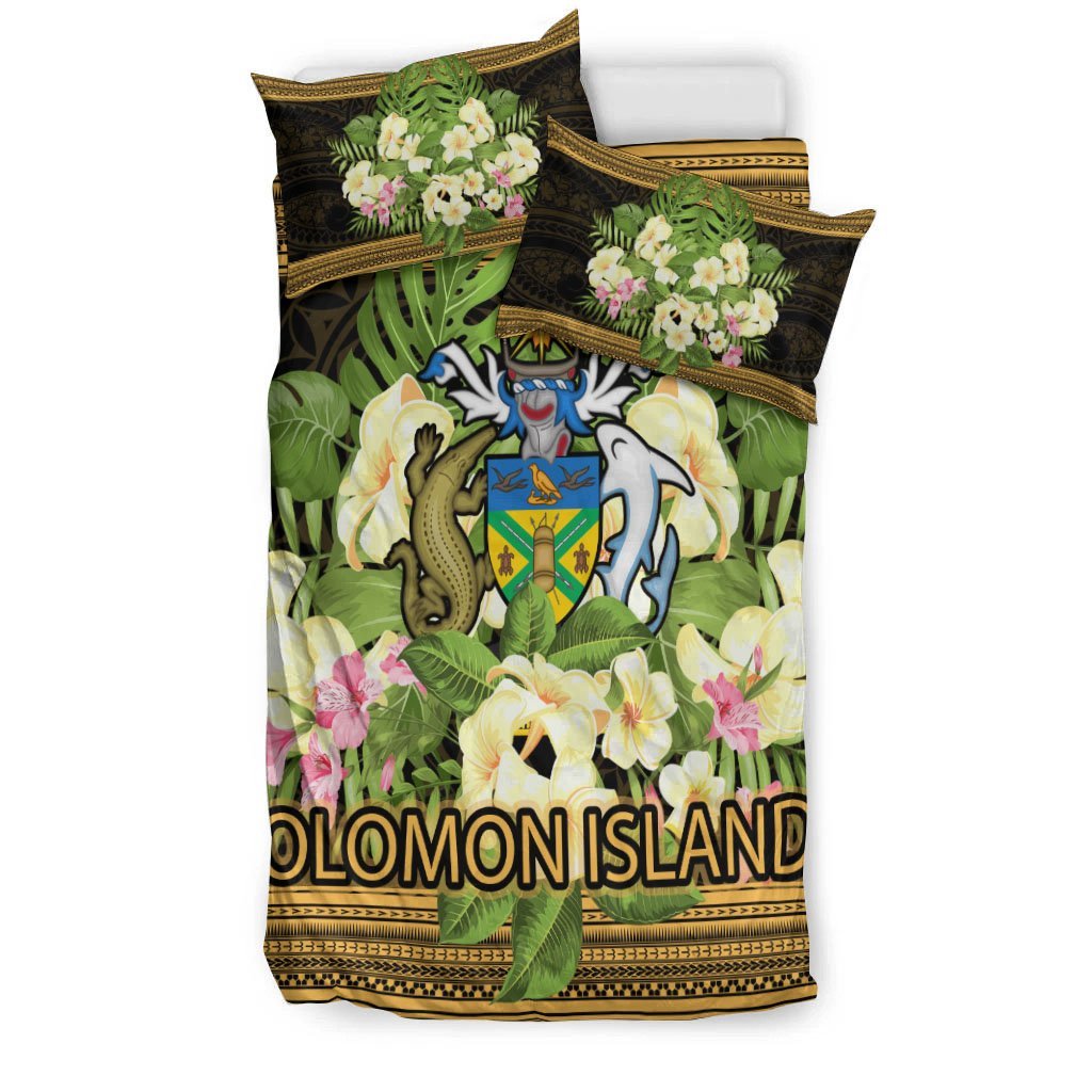 Solomon Islands Bedding Set - Polynesian Gold Patterns Collection - Vibe Hoodie Shop